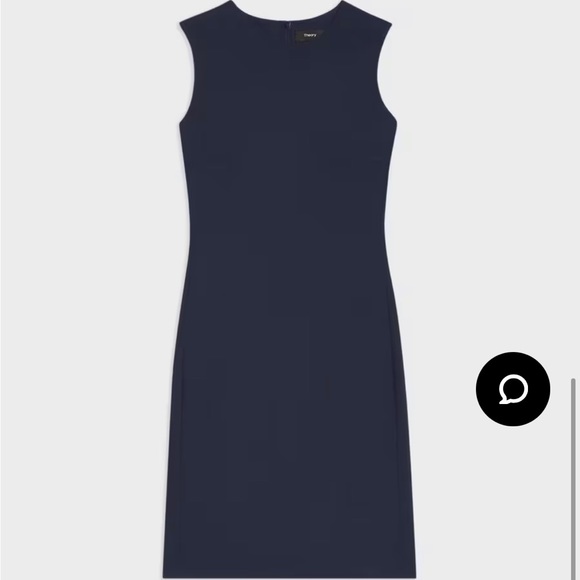 Theory Sleeveless Fitted Dress in Good Wool in Nocturne Navy - Picture 1 of 5